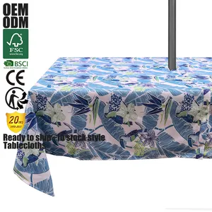 Umbrella Outdoor Tablecloth Waterproof Cafe Seaside Garden Table Decoration Zipper Umbrella Hole Table Cloth