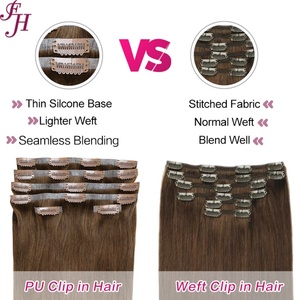 FH Vente en gros Clip dans l'extension de cheveux humains Silky Straight Seamless Clip in Hair Extension - Product Image 3