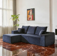Canapé Chesterfield en tissu de luxe contemporain 3 places, ensemble modulaire sectionnel pour salon et hôtel, avec coussin structurel à extrémité ouverte