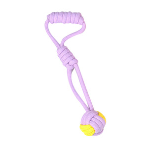 Pet Cotton Rope Toy Purple Yellow Set Boredom Buster For Small Medium Dogs Chew Teething Play - Product Image 4