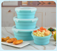 Bol pliable en silicone de qualité alimentaire durable avec couvercle Ensemble de vaisselle pliable pour la maison, l'extérieur et la cuisine