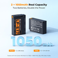 K&F Concept Lot de 2 batteries pour appareil photo Canon LP-E17 avec port de charge Type-C et indicateur de niveau de batterie 1050mAh