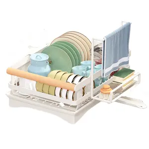 Double-layer Multilayer Steel Dish Rack Drain Metal Household Kitchen Storage Rack For Counter