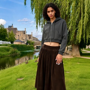 Sudadera con Capucha TKAN412, Estilo Nuevo, para Mujer, Invierno, Color Sólido, Abrigada, Talla Grande, Felpa, 100% Algodón, Cierre Frontal de Lujo, Hombros Caídos - Product Image 1