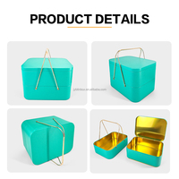 Boîtes en métal Jinyuanbao personnalisées de luxe, couleur unie, pour biscuits, pâtisseries, avec poignée, emballage cadeau, boîtes en métal à double couche