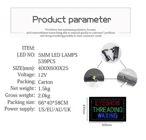 High Bright Led EYEBROW THREADING WAXING Werbe schild 16*24 "Full Color Beauty Salon Store Licht blinkendes Display - Product Image 2
