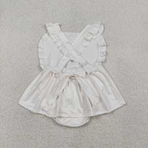 LR2982 RTS Conjunto de Mameluco de Manga Larga con Estampado de Cuadros Azul Verdoso para Bebés Niñas con Lazos - Product Image 2