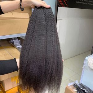 Yaki Kinky Straight 100% Naturel Noir Brut Remy Extension de Faisceau de Cheveux Humains DHL Top Style Vague Soyeux Double Poids Matériel - Product Image 5