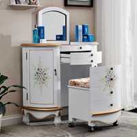 Coiffeuse à LED moderne de style pastoral américain avec miroir de maquillage pliant multifonctionnel Rangement simple Coiffeuses de chambre à coucher