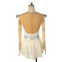 Justaucorps de gymnastique rythmique hautement élastique pour femmes et enfants, robe de performance de patinage artistique avec ornements en strass dorés et argentés