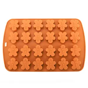 Kitchen Ice Cream Tools 3D Bear Gummy Bear Head Gingerbread Man Silicone Chocolate Mold Ice Cube Mould