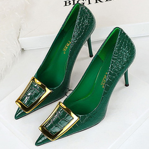 Zapatos de Tacón Alto Elegantes y a la Moda, Versión Coreana, Tacón Delgado, Punta Puntiaguda, Detalle Metálico, para Mujer - Product Image 6