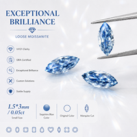 Piedra de Moissanita Suelta Marquise Melee 1.5*3mm 0.05CT Azul Zafiro Natural Creada en Laboratorio al por Mayor para Engaste y Fabricación de Joyería Fina