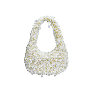 Sac fourre-tout demi-lune élégant pour femme, fait main, perles vintage françaises, grande capacité, pour banquets, collection 2026 - Product Image 6