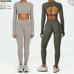 XW-ACX8002+ACK8002-1 Nuovi Arrivi Abbigliamento Sportivo da <span class=keywords><strong>Donna</strong></span>, Completo da <span class=keywords><strong>Palestra</strong></span> per Esercizio e Fitness, Set Yoga Personalizzato in 2 Pezzi - Product Image 1