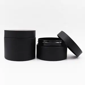 Empty Round 100ml 120ml 150ml 200ml 250ml Matte Lip Balm Body Cream Scrub Black Pet Plastic Cosmetic Jar With Lid