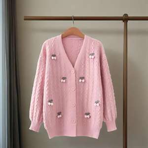 Cardigan Mori pour fille, style littéraire et artistique, petit pull frais, motif cerise en 3D - Product Image 4