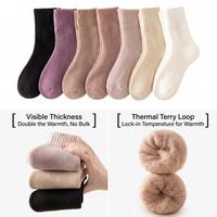 Chaussettes d'hiver personnalisées avec logo, doublées polaire, épaisses, thermiques, en tissu éponge, confortables, moelleuses et douces pour femmes