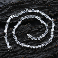 Collier tennis minimaliste en laiton incrusté de zircon blanc rectangulaire 4 * 6 mm, accessoires hip-hop populaires européens et américains
