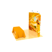 Présentoirs promotionnels en promotion : Stand incurvé, impression recto-verso, table promotionnelle pliable pour événements de dégustation de boissons en bar.