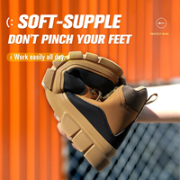 Bottes de travail à embout d'acier pour hommes, chaussures de sécurité imperméables légères et anti-perforation pour hommes, chaussures de travail en cuir, chaussures de protection