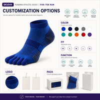 Chaussettes de course athlétiques B2B à cinq doigts pour kits d'entraînement et programmes de course, avec options de tailles graduées