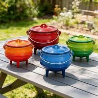 Nouveau Potjie Pot en fonte émaillée, chaudière à trois pieds, cocotte hollandaise pour camping en plein air et cuisine domestique, en métal durable