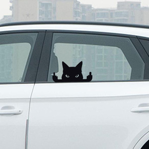 Autocollant de voiture chat noir piqueur, motifs amusants, dessin animé, chat noir griffoitant, autocollant décoratif - Product Image 5