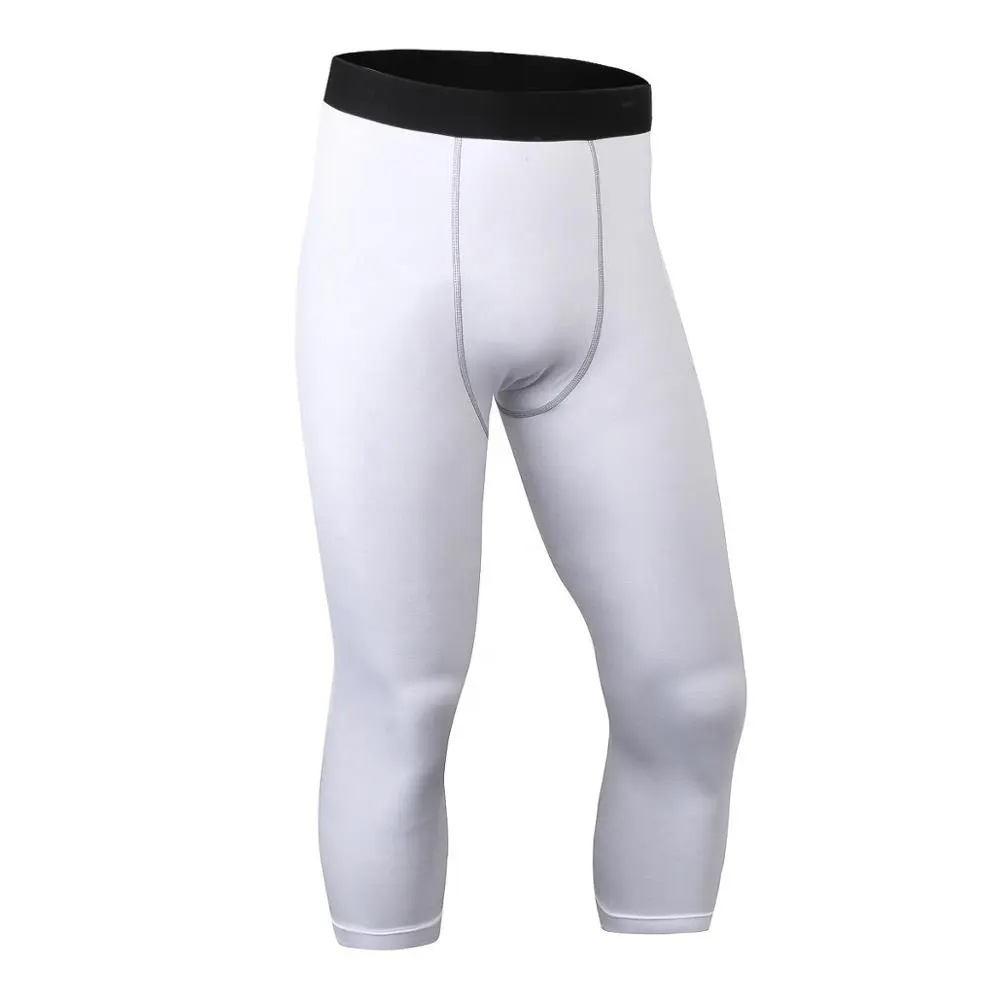 3/4 Low MOQ OEM gym fitness running leggings Compression skin men yoga pants