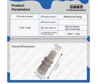 Bouchon étanche en silicone pour l’automobile 7165-1648, joint de 2,9x7,5mm pour câbles de 1,0 à 1,3mm