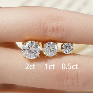 Bijoux en <span class=keywords><strong>diamant</strong></span> de laboratoire Starsgem, forme ronde, 1 ct, 1,5 ct, 2 ct, <span class=keywords><strong>diamant</strong></span> de laboratoire CVD HPHT, boucles <span class=keywords><strong>d</strong></span>'oreilles en <span class=keywords><strong>or</strong></span> massif 10 carats - Product Image 2