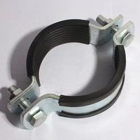 Support de tuyau anti-vibration galvanisé robuste à double couche en U avec revêtement en caoutchouc pour tuyaux anti-seisme et anti-incendie DN65-200
