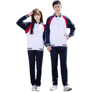 Conjunto de uniforme escolar de primavera y otoño, traje deportivo de manga larga, blanco, azul y rojo, para estudiantes, ropa deportiva, talla 150-210 - Product Image 5