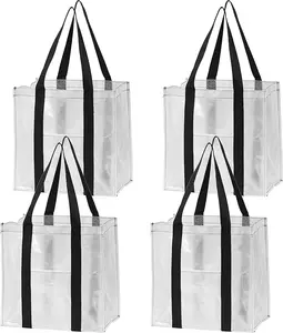 Функциональные пользовательские покупки продуктовая школа прозрачная упаковка Женская Ручная сумка тканые полипропиленовые сумки оптом