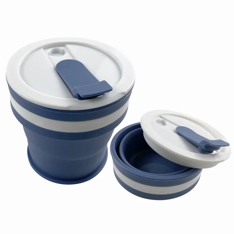 Pieghevole in Silicone portatile personalizzato personalizza la tazza da viaggio pieghevole da campeggio pieghevole riutilizzabile per caffè da viaggio