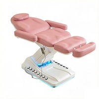 Fauteuil Esthétique Électrique Marron 3/4 Moteurs, Table de Spa Réglable avec Lumière, Lit de Beauté Facial et pour Extensions de Cils