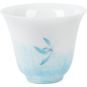Hand Painted Ceramic <b>Teacup</b> Porcelain Small Cup Leaf Pattern Traditional Chinese Style Kung Fu Tea Set Tasting Cup - Product Image 5