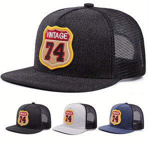 Cappello Snapback in Rete per Sport all'Aperto da Uomo, Patch Ricamata Personalizzata, Cappello da Camionista con Visiera Piatta, Vendita all'Ingrosso, 5 Pannelli in Denim - Product Image 5