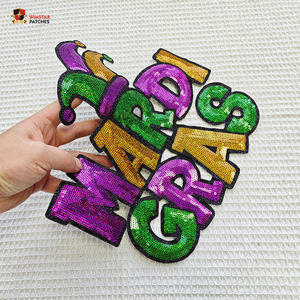 Parche Termoadhesivo Bordado con Lentejuelas Grandes para Ropa, Diseño Personalizado de Vacaciones, Mardi Gras de <span class=keywords><strong>Alabama</strong></span> 504 - Product Image 2