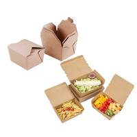 Boîte à lunch en papier kraft personnalisée, biodégradable, de qualité alimentaire, jetable, avec compartiments divisés pour la vente à emporter