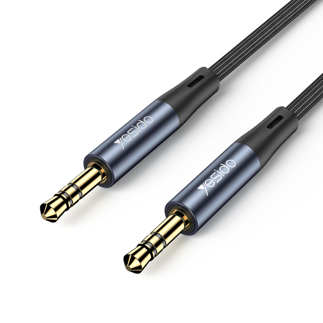 YAU39 for 1 Meter Nylon Braided 3.5mm Male-Male Gold Plated Aux Audio Cable for Computer DVD Player and Speaker Connection