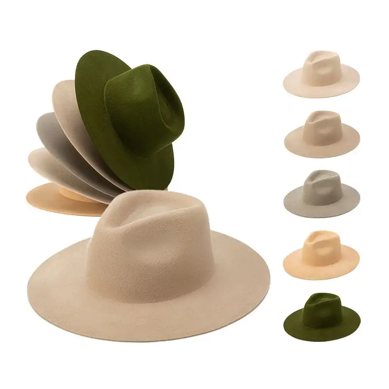 White Color Elegant Custom Men Women Flat Wide Brim Sombrero Felt Fedora Hats