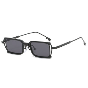 Retro Square-<b>Frame</b> UV400 Half Rim Unisex Sunglasses Metal <b>Frame</b> Fashion Forward Street Style Outdoor High Quality - Product Image 6