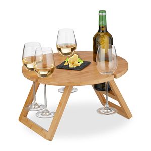 <span class=keywords><strong>Table</strong></span> <span class=keywords><strong>de</strong></span> pique-nique <span class=keywords><strong>pliante</strong></span> moderne en bambou avec un trou pour bouteille <span class=keywords><strong>de</strong></span> vin et <span class=keywords><strong>4</strong></span> trous pour verres à vin - Product Image 1