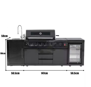 Cuisine extérieure noire SS304 de haute qualité avec évier de réfrigérateur de 68L Barbecue à gaz à 6 brûleurs pour la cuisine en plein air et les barbecues - Product Image 2