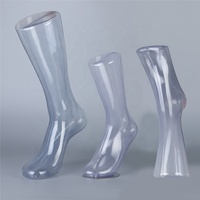 Mannequin de pied en plastique transparent pour l'affichage de chaussettes, modèle de pied avec base en métal, vente de formes de pied pour l'affichage de chaussettes et de chaussures
