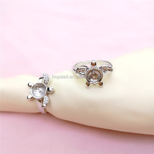 SSR254 خاتم الفراغات 925 فضة DIY اللؤلؤ لطيف السلاحف حلقة النتائج للمجوهرات لوازم - Product Image 3