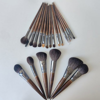 Ensemble de pinceaux de maquillage de luxe haut de gamme, professionnel, végan, 24 pièces, brun, poils synthétiques naturels, ensemble de pinceaux de maquillage professionnel