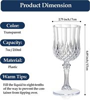7oz clair verres à boire incassable mariage verrerie cristal eau gobelets en plastique Vintage verres à vin pour la fête de mariage