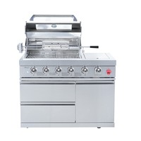 Armoires de cuisine extérieures de luxe personnalisées en acier inoxydable avec cuisinière à gaz et barbecue